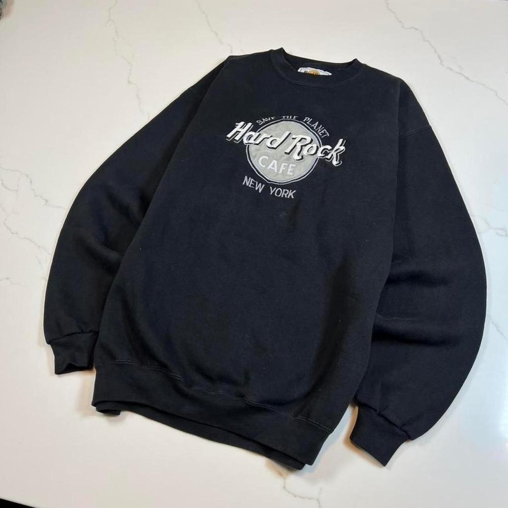 Vintage Hard Rock Cafe New York Sweatshirt Black XL Large Save The Planet 90s